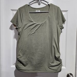 Women's Olive Green, Tan And Black Top
